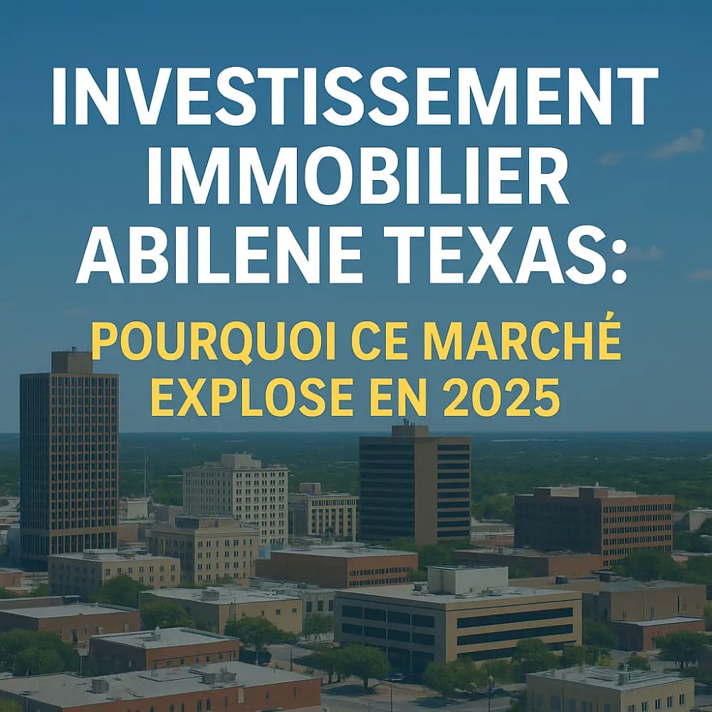 Investissement immobilier Abilene Texas, illustration d'une opportunité florissante en 2025 avec maisons modernes et croissance économique