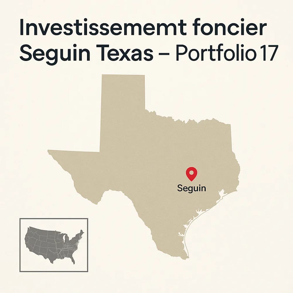 Investimento em terrenos em Seguin Texas - mapa de localização de Seguin, Portfólio 17, foco I-10 e SH-46