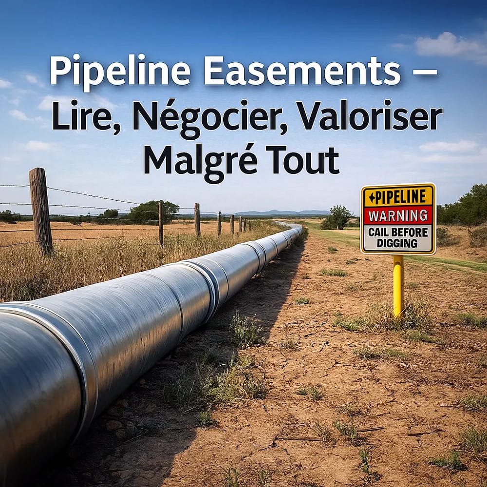 pipeline easements Texas – illustration rassurante d’une servitude foncière et de son impact sur l’investissement