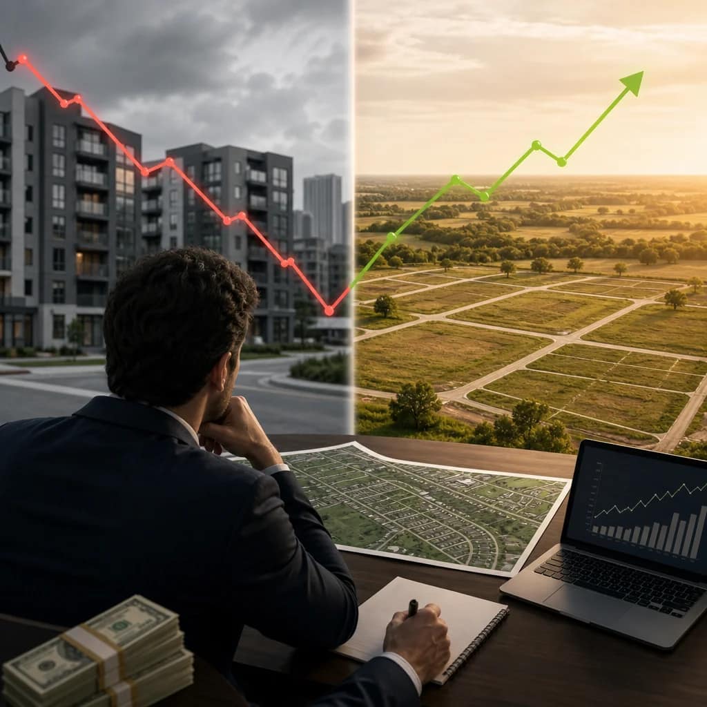 Comparación entre una inversión en un proyecto de inversión colectiva y un terreno en fase de preurbanización